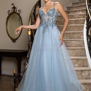 Formal dress.Prom party bridesmaid military ball pageant gala pink blue silver